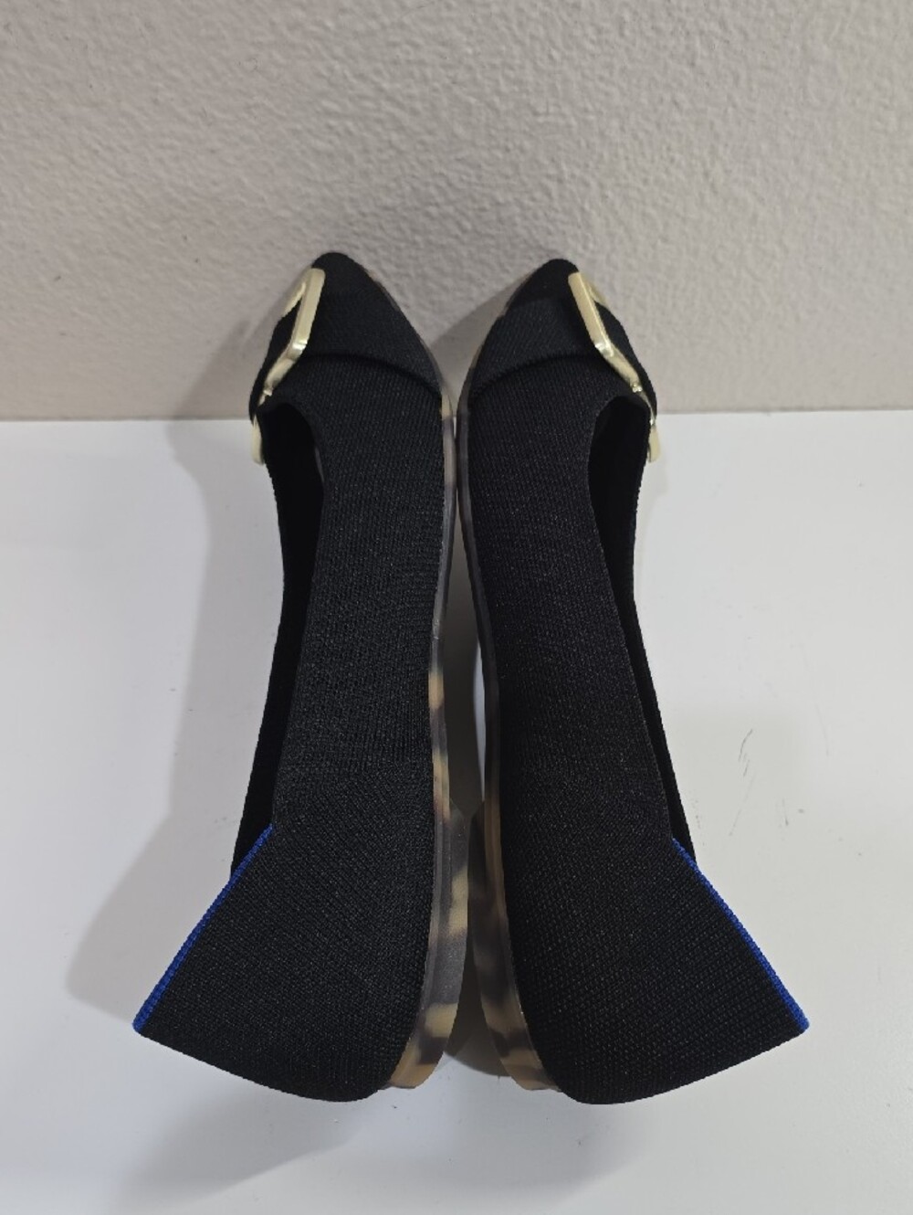 Rothy's Black Pointed Flats with Gold Buckle Accent - Picture 7 of 8